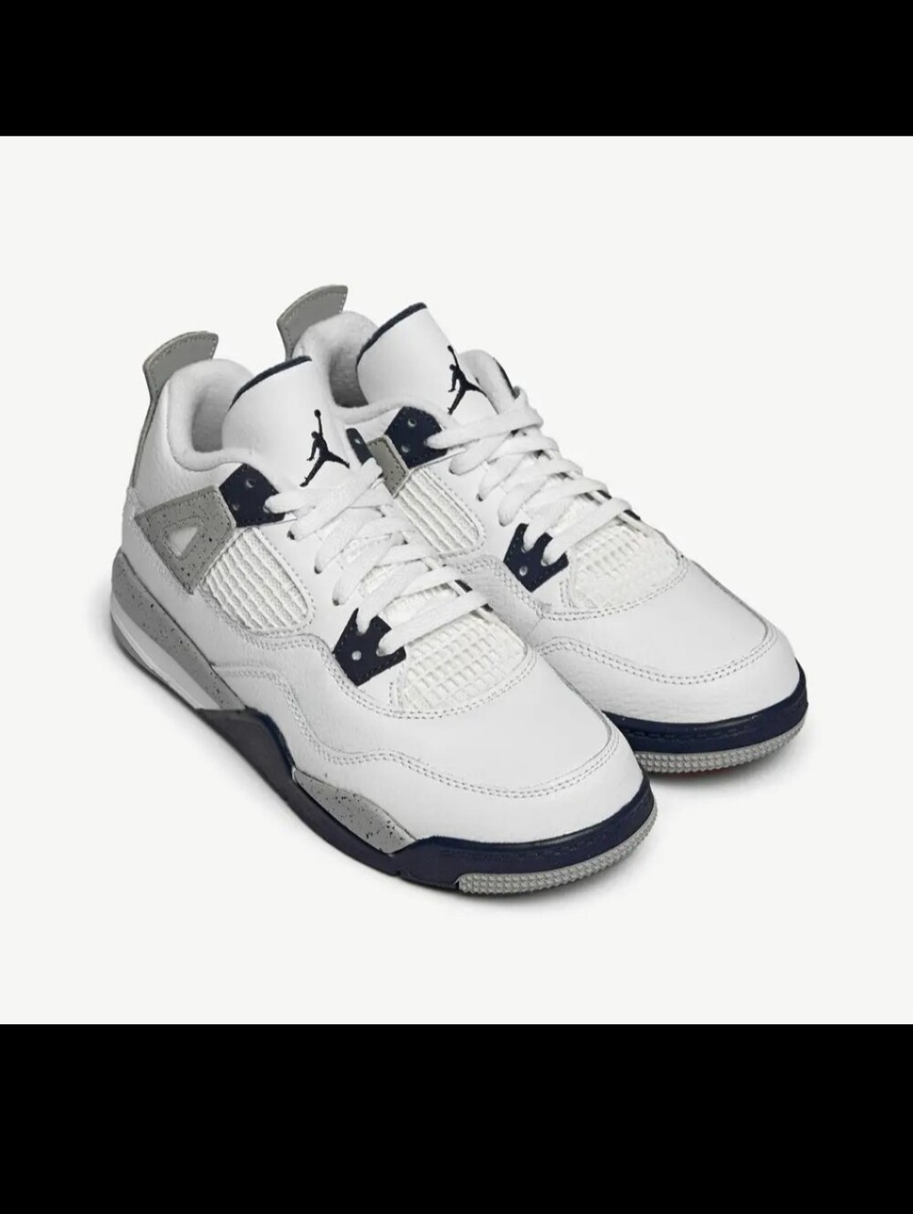 Jordan Kids White Navy and Gray Retro Basketball Sneakers